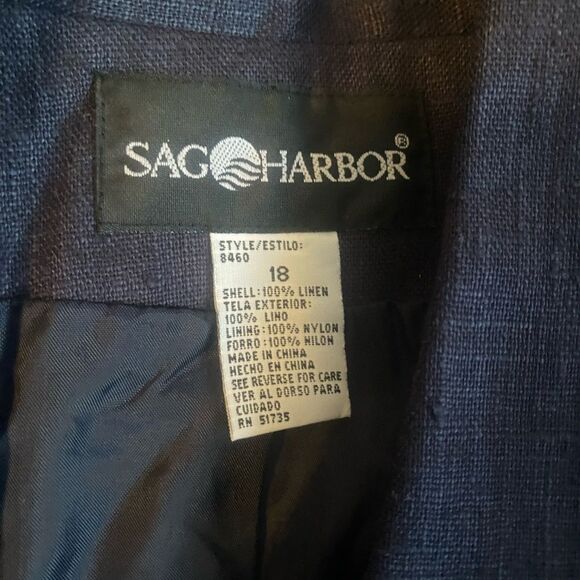 Sag Harbor Navy Blue 3 button Linen blazer, size 18 - Picture 4 of 5